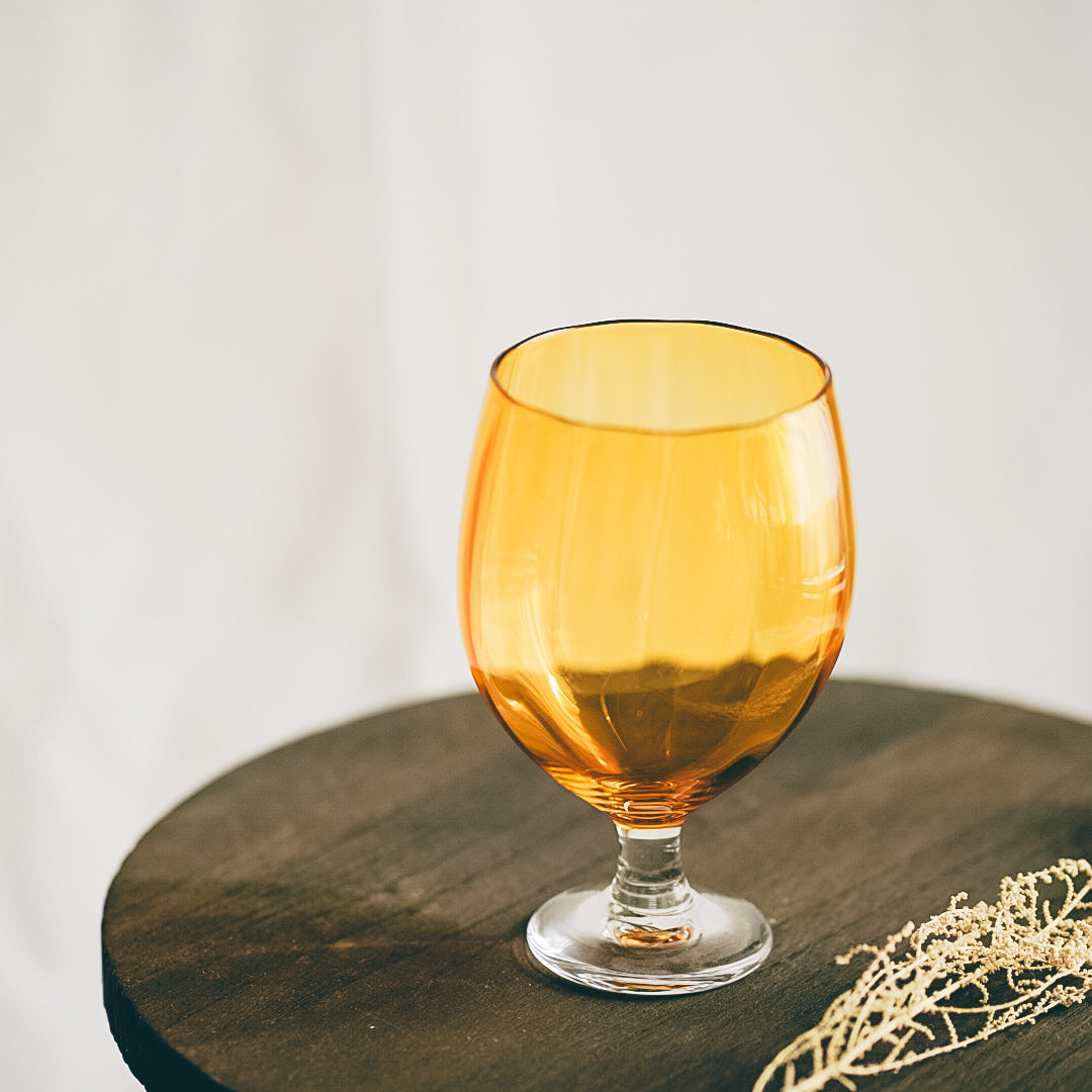 琥珀玻璃高腳杯 | Sazanami Glass