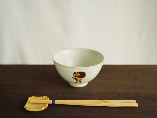 泥棒貓飯碗-白 | 副武製陶所