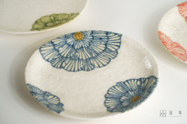 粉引藍牡丹皿 大 | 加藤芳平