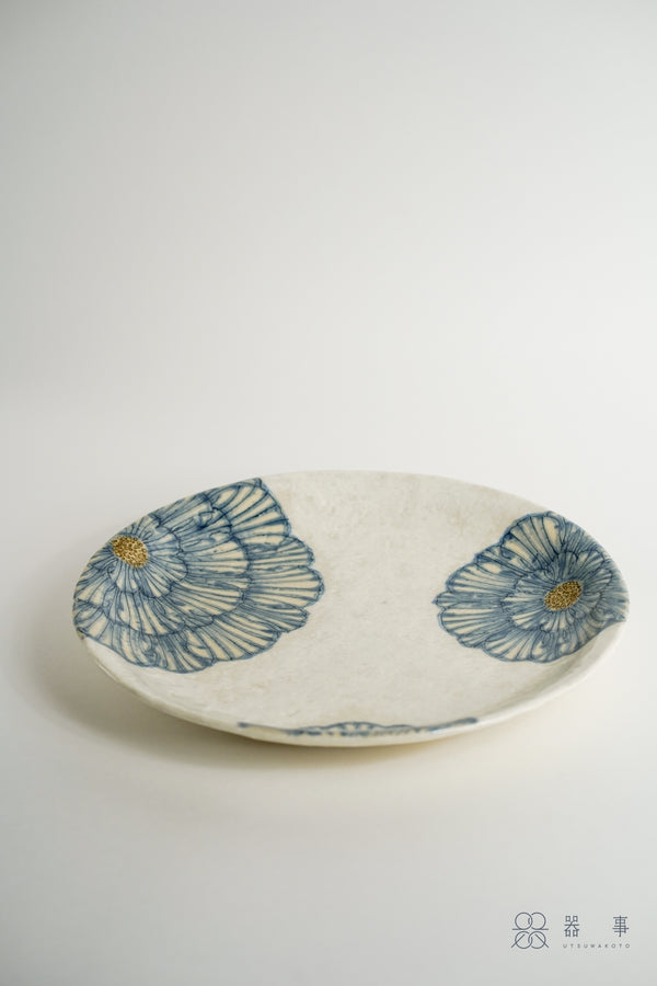 粉引藍牡丹皿 大 | 加藤芳平