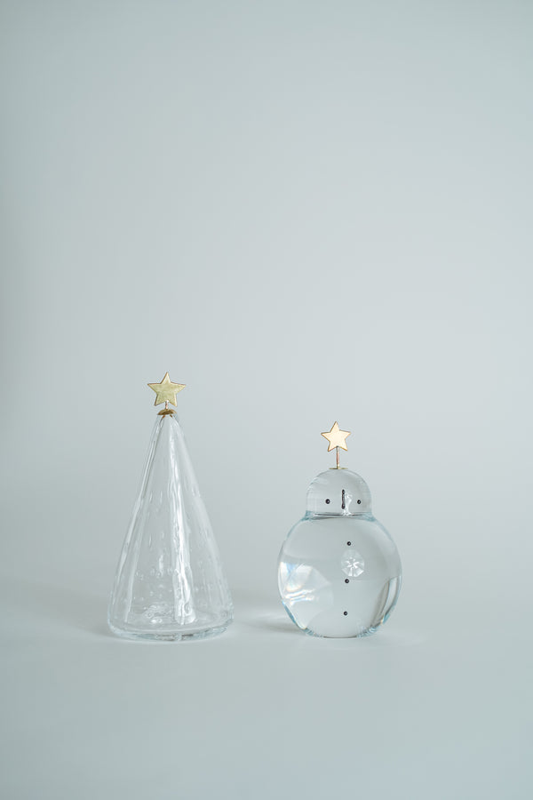 (預購) 玻璃聖誕擺飾 溫馨聖誕組 (聖誕樹+雪人) | 市川硝子製作所
