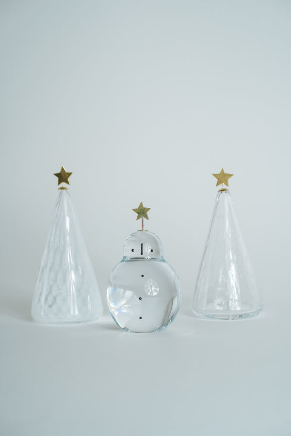 (預購) 玻璃聖誕擺飾 溫馨聖誕組 (聖誕樹+雪人) | 市川硝子製作所