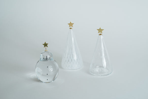 (預購) 玻璃聖誕擺飾 溫馨聖誕組 (聖誕樹+雪人) | 市川硝子製作所