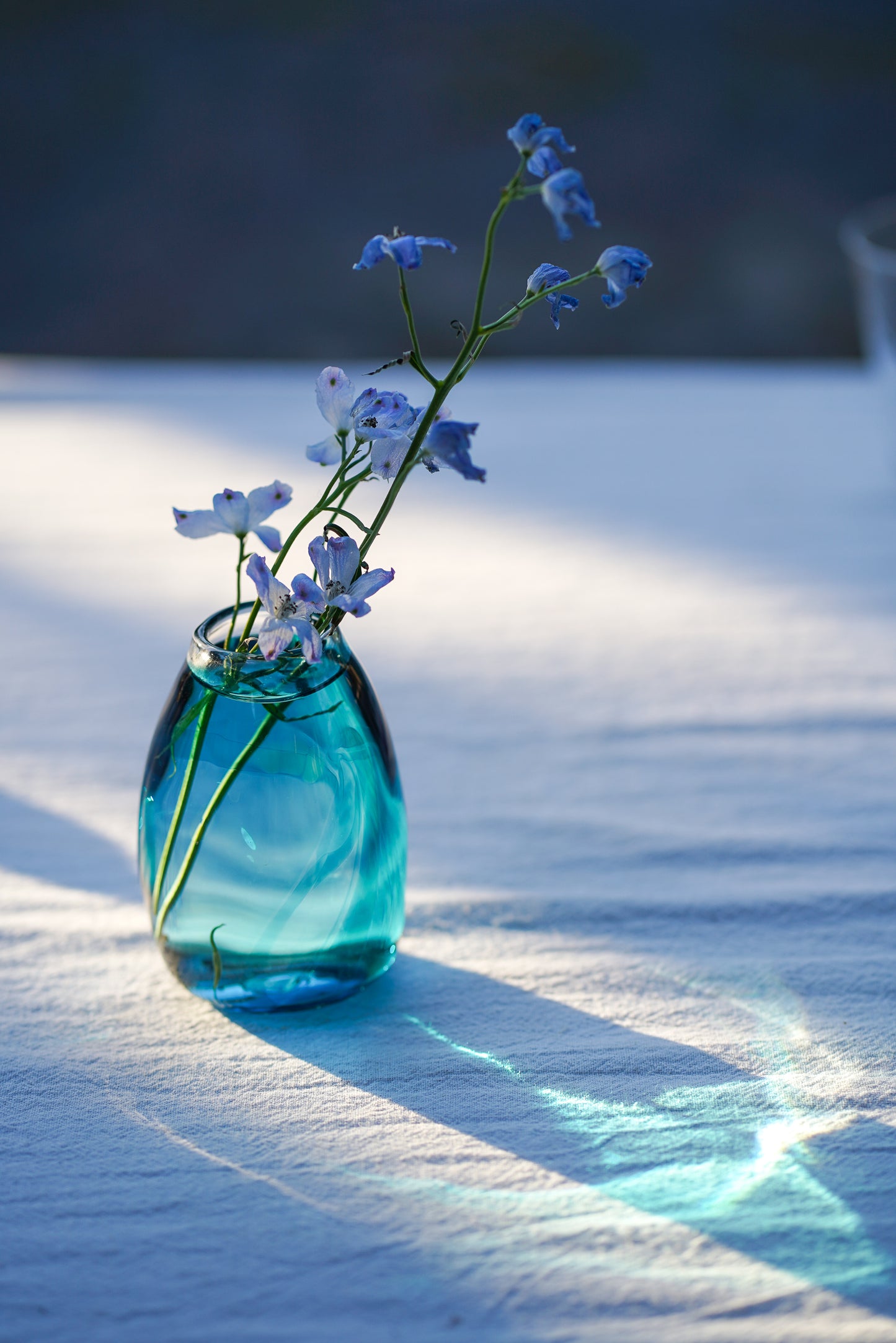 曲線玻璃花瓶 深藍 | Sazanami Glass