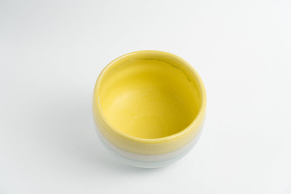 粉彩抹茶碗 亮黃粉藍 | 伸光窯