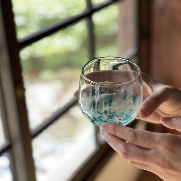 球體玻璃杯-粉蝶花 | Sazanami Glass