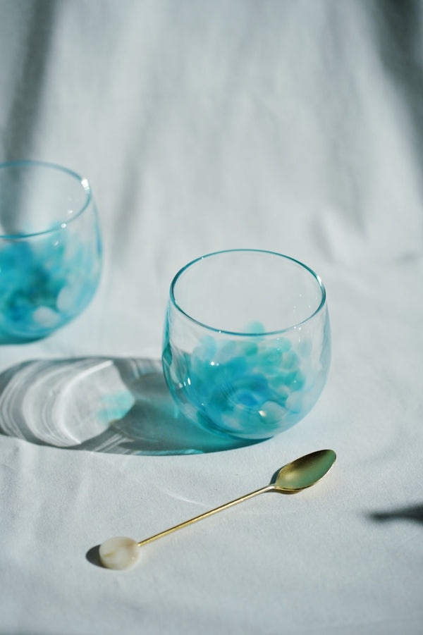球體玻璃杯-粉蝶花 | Sazanami Glass