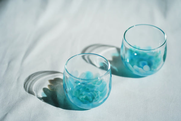 球體玻璃杯-粉蝶花 | Sazanami Glass