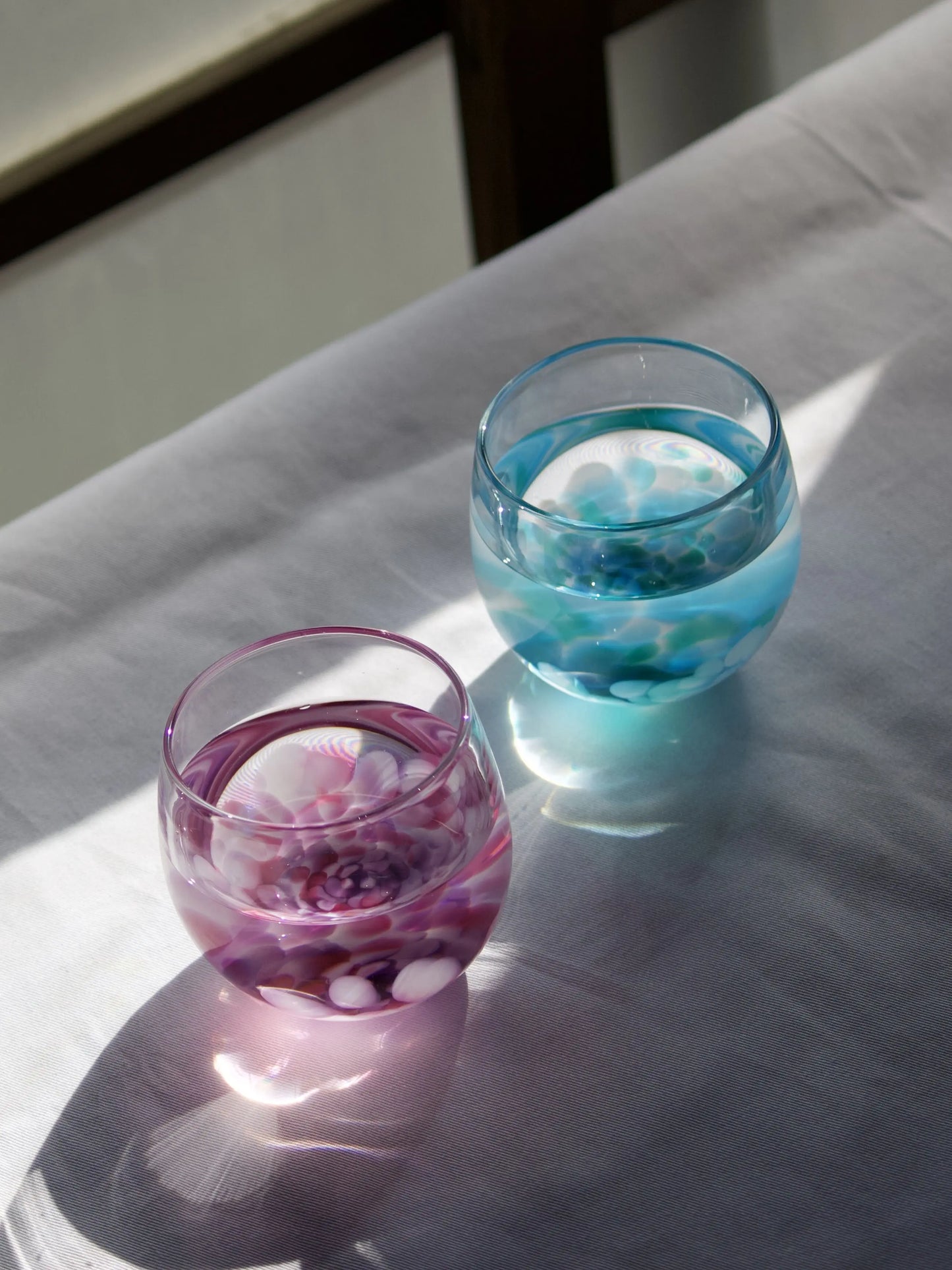 球體玻璃杯-粉蝶花 | Sazanami Glass