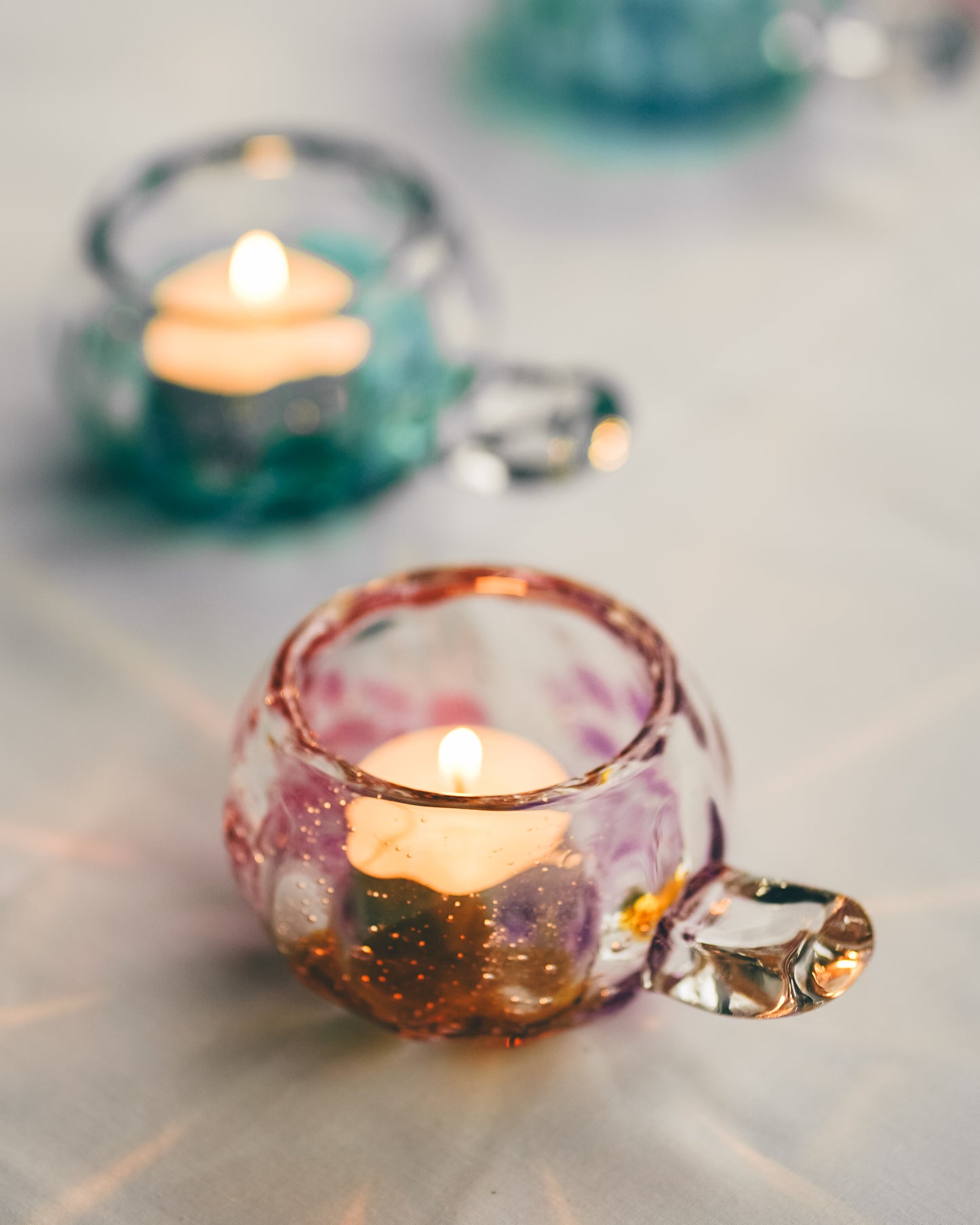 極光蠟燭杯-紫 | Sazanami Glass
