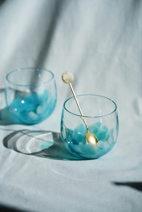 球體玻璃杯-粉蝶花 | Sazanami Glass