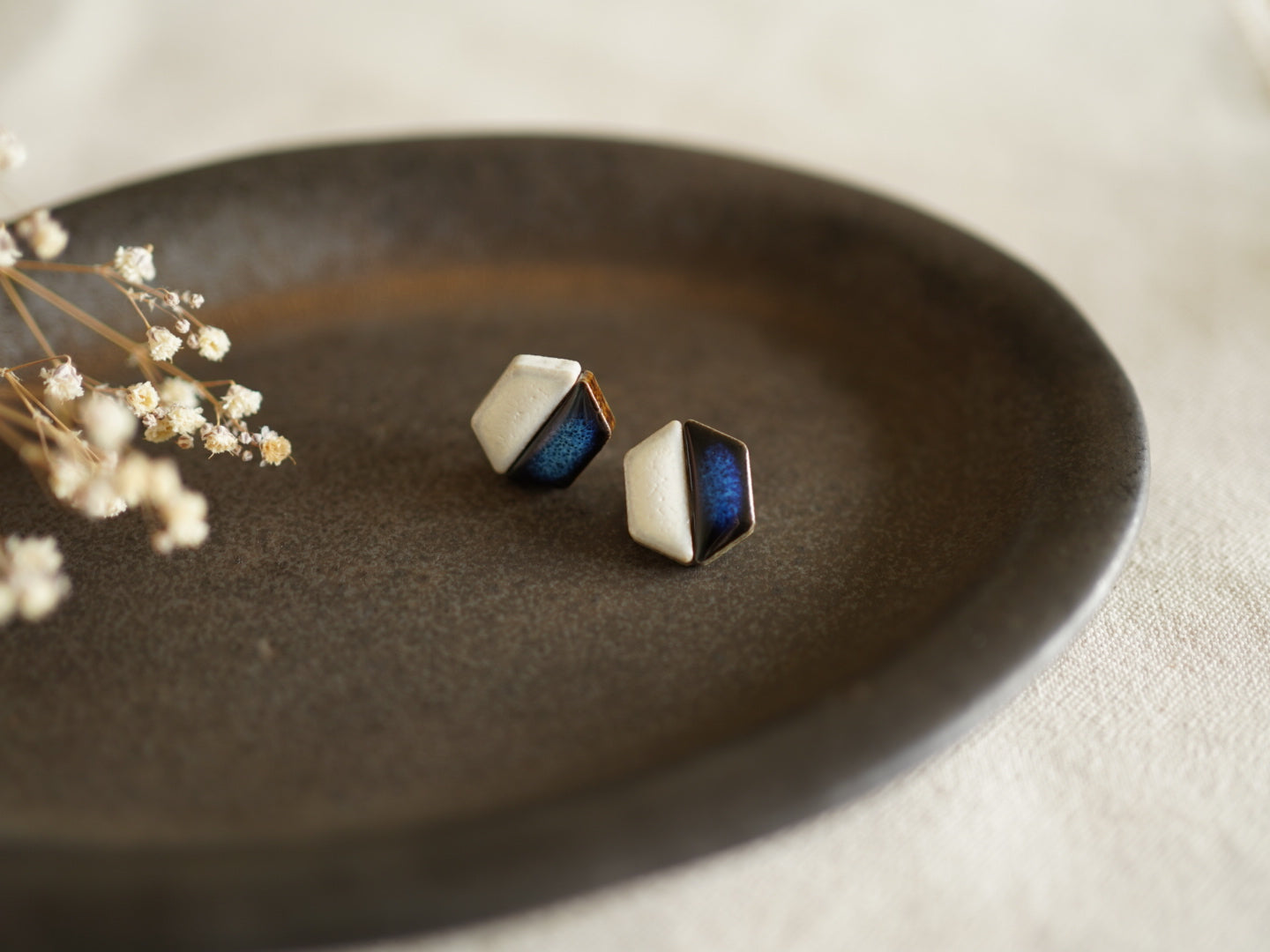陶瓷六角耳環-瑠璃